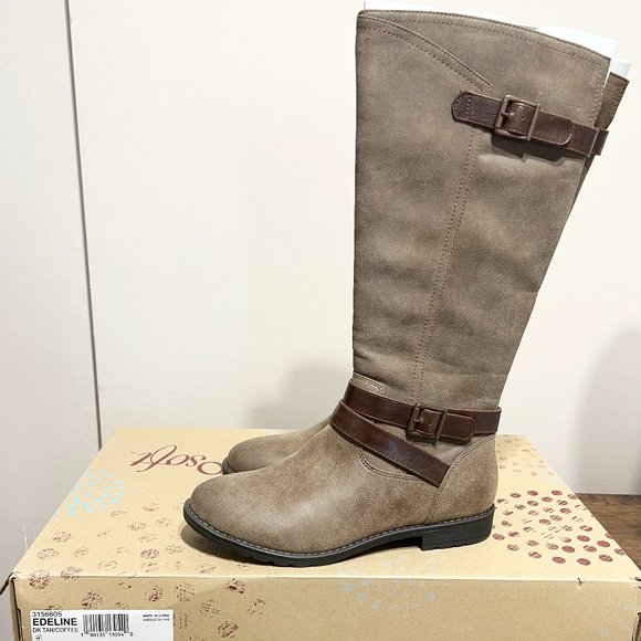 Suede Wide-Calf Boots in size 8 US - Picture 2 of 4